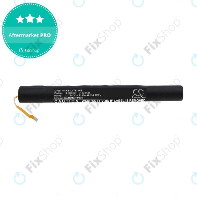Batteria per Lenovo Yoga Tablet 2, L14C3K31, Li-Ion, 9200mAh, 3.75V, HQ