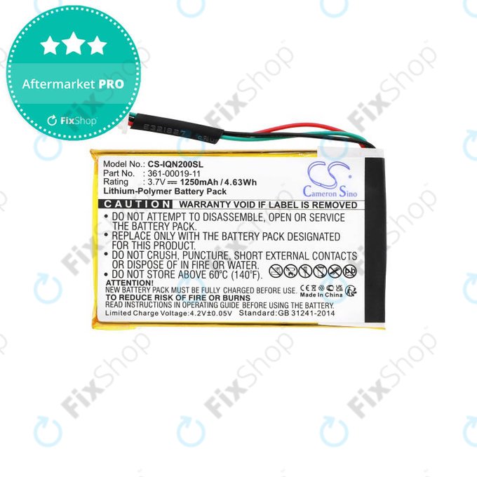 Batteria per Garmin Nüvi 200, 200W, 205, 205T, 205W, 205WT, 250, 252W, 255, 255T, 255W, 255WT, 260, 260W, 260WT, 270, 010-00621-10, 361-00019-11, 1250mAh, HQ