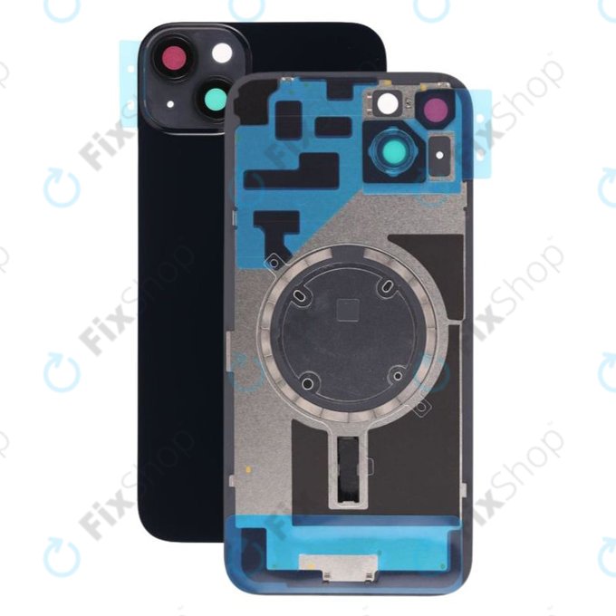 Vetro scocca posteriore con lente fotocamera, piastra metallica e magneti MagSafe per iPhone 14 Plus, Midnight