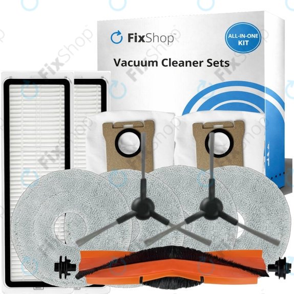 Set di ricambi per Xiaomi Mi Robot Vacuum S20+, S10+, X20+, X10+ (1x spazzola principale, 2x filtro, 2x spazzola laterale - Black, 4x panno mop, 2x sacchetto polvere)