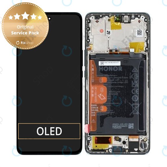 Schermo LCD per Honor Magic6 Lite, Green, Vetro touch con cornice e batteria, 0235AHHQ, 0235AHHV, Genuine Service Pack