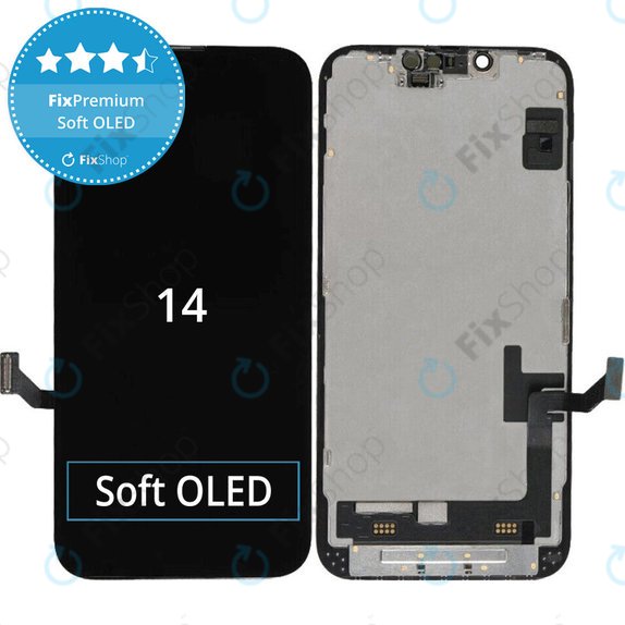 Schermo Soft OLED per iPhone 14, Vetro touch con cornice, FixPremium