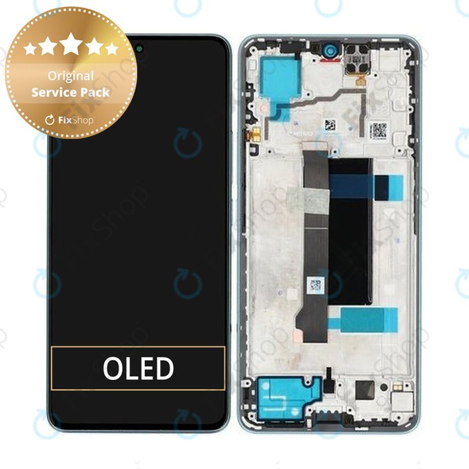 Schermo per Xiaomi Redmi Note 13 Pro 5G 2312DRA50C, Ocean Teal, Vetro touch con cornice, 5600010N1600, Genuine Service Pack
