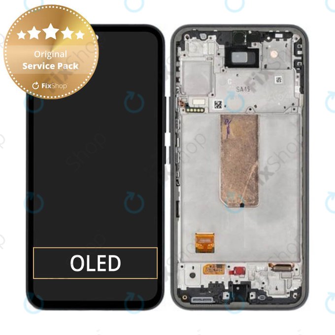 Schermo per Samsung A54 5G A546B, Black, Vetro touch con cornice, GH82-31231A, GH82-31232A, Genuine Service Pack