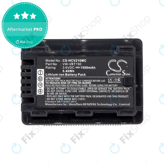 Batteria per Panasonic HC-V210, VW-VBT190, Li-Ion, 1500mAh, 3.6V, HQ
