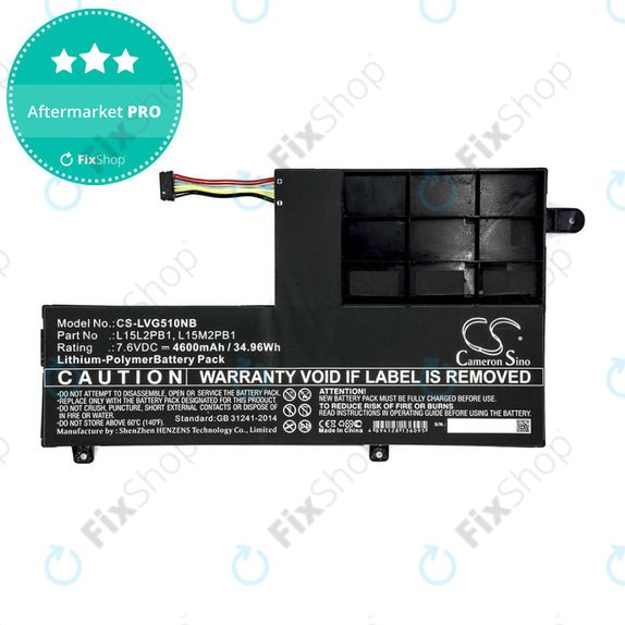 Batteria per Lenovo Yoga 510 14, Yoga 510 15, L15L2PB1, Li-Pol, 4600mAh, 7.6V, HQ