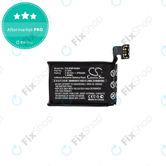 Batteria per Apple Watch 3 38 mm, 270mAh, GPS + Cellular Version, Li-Pol, 3.82 V, A1848, HQ
