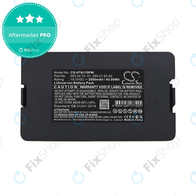 Batteria per Flymo Easilife 800, Gardena Sileno Life 1250, Husqvarna Automower 520, 593 24 72-01, Li-Ion, 2500mAh, 18V, HQ