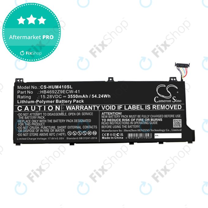 Batteria per Honor MagicBook 14, Huawei MateBook D14, MediaPad D14, MagicBook 14, HB4692Z9ECW-41, Li-Pol, 3550mAh, 15.28V, HQ
