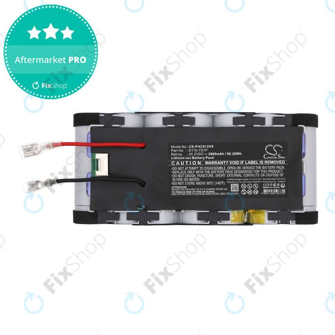 Batteria per Philips Aqua Plus 8000, XC8349 01 XW8122 82 D116-7S1P, Li-Ion, 3900mAh, 25.2V, HQ