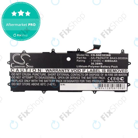 Batteria per Samsung Chromebook Series 3, AA-PBZN2TP, Li-Pol, 4080mAh, 7.5V, HQ