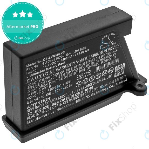 Batteria per LG HomBot-seriess, VR-seriess, EAC62218202, EAC62076601, Li-Ion, 3400mAh, 14.4V, HQ