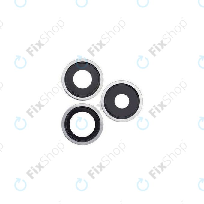 Lente fotocamera posteriore con frame 3 pz per iPhone 14 Pro, 14 Pro Max, Silver
