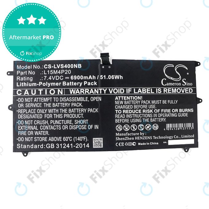 Batteria per Lenovo Yoga 4S, 900S, L15M4P20, Li-Pol, 6900mAh, 7.4V, HQ