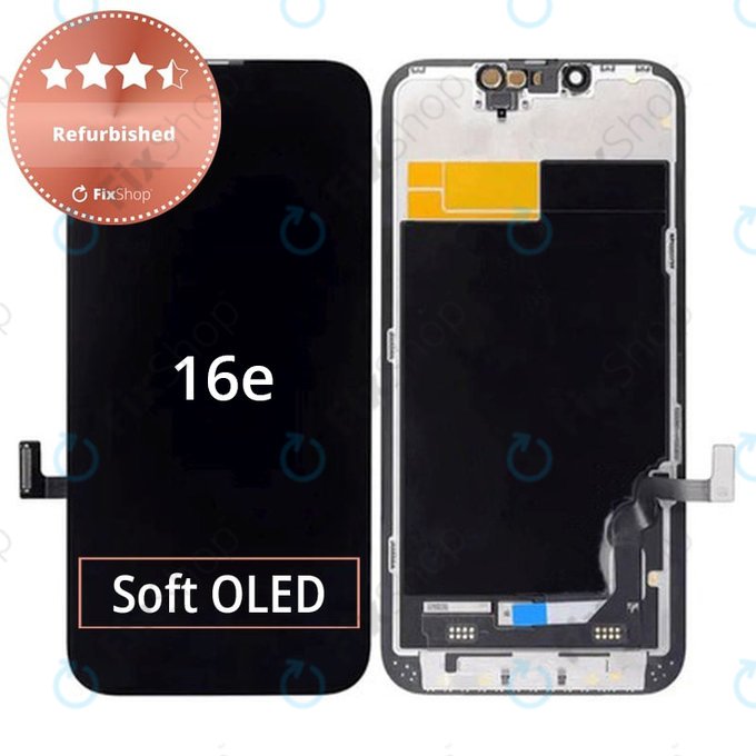 Schermo per iPhone 16e, 17e, Vetro touch con cornice, Refurbished