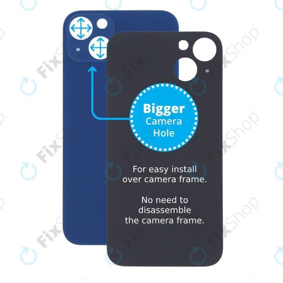 Vetro scocca posteriore con fGold fotocamera più grande per iPhone 13, Blue