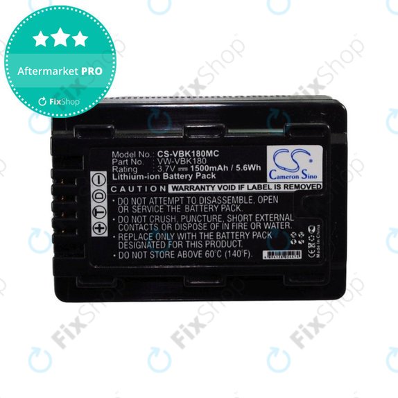 Batteria per Panasonic HDC, HC a SDR, VW-VBK180, Li-Ion, 1500mAh, 3.7V, HQ