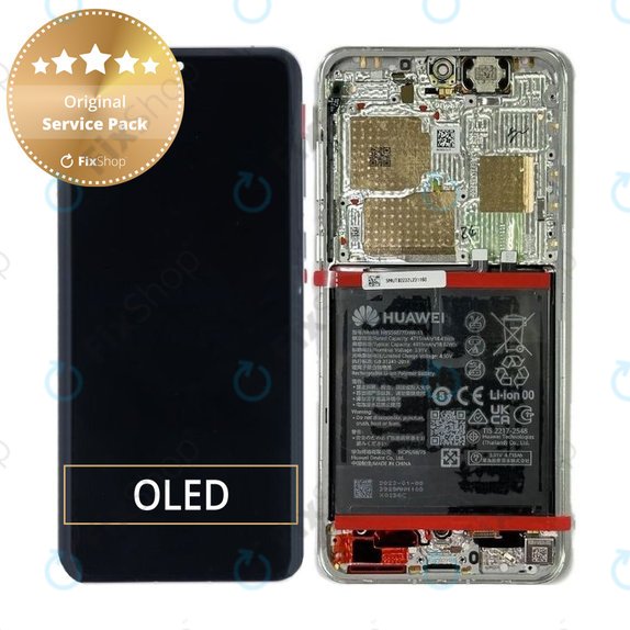 Schermo per Huawei P60 Pro, Vetro touch con cornice, batteria, 02355MUT, Genuine Service Pack