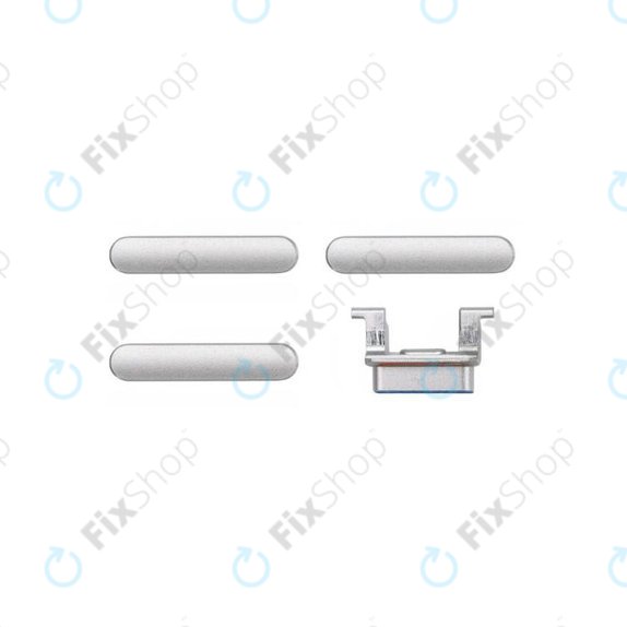 Set pulsanti laterali accensione, volume e silenzioso per iPhone 8, SE 2020, SE 2022, Silver, White
