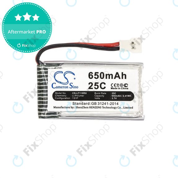 Batteria per Hubsan X4 H107, H107C-A24, Li-Pol, 650mAh, 3.7V, HQ