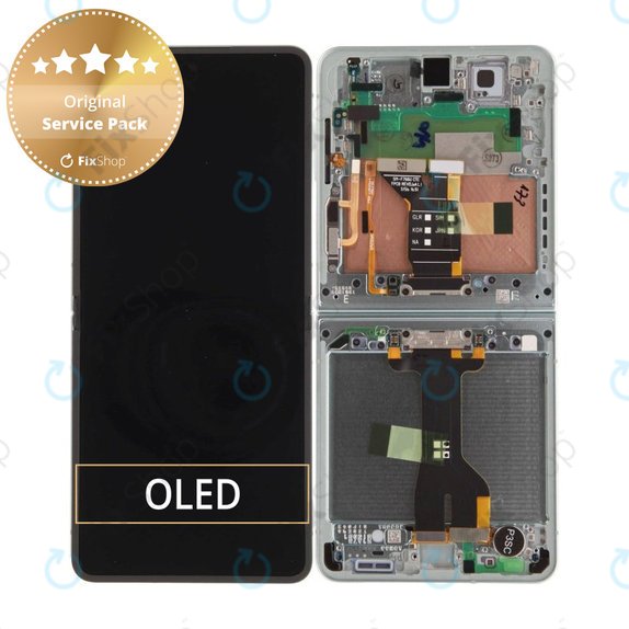 Schermo per Samsung Z Flip 7 F766B, Mint, Vetro touch con cornice, GH82-37581E, Genuine Service Pack