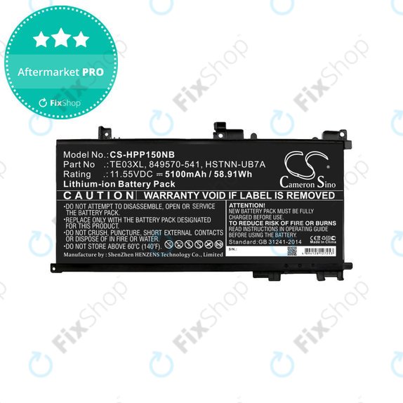 Batteria per HP Omen 15, Pavilion 15, WASD 15, TE03XL, Li-Ion, 5100mAh, 11.55V, HQ
