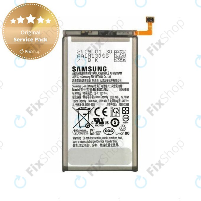 Batteria per Samsung S10 G973F, EB-BG973ABU, GH82-18826A, 3400mAh, Genuine Service Pack