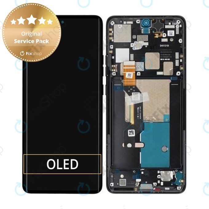 Schermo per Motorola Edge 50 Pro, Black Beauty, Vetro touch con cornice, 5D68C24092, 5D68C24322, Genuine Service Pack