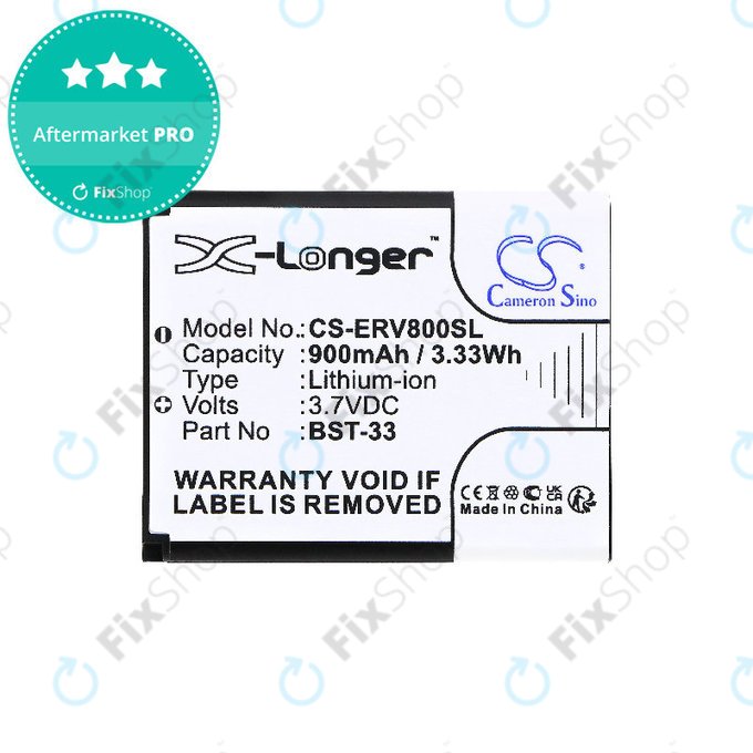 Batteria per Sony Ericsson W595, K790i, K800i, W850i, W900i, W950i, BST-33, Li-Ion, 3.7V, 900mAh, HQ