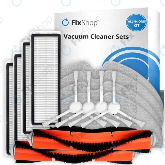 Set di ricambio per Xiaomi Mi Robot Vacuum Mop (Mijia 1C), 2 (Mijia 2C) 2 Pro+ (Mijia 1T) (2x Spazzole principali, 4x Filtri, 4x Spazzole laterali, 4x Panni mop)