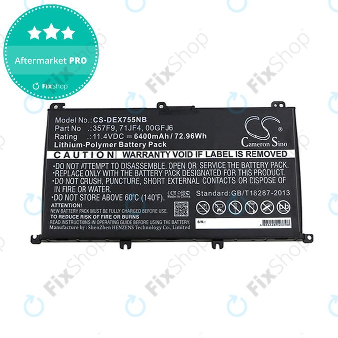 Batteria per Dell Inspirion 15, 357F9, Li-Pol, 6400mAh, 11.4V, HQ