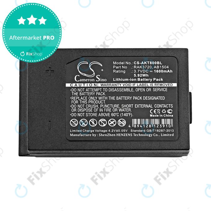 Batteria per Akerstroms Mercury 8B, Jupiter, Era 150J, RAK3720, Li-Ion, 1600mAh, 3.7V, HQ
