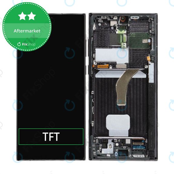 Schermo per Samsung S22 Ultra S908B, Phantom Black, Vetro touch con cornice