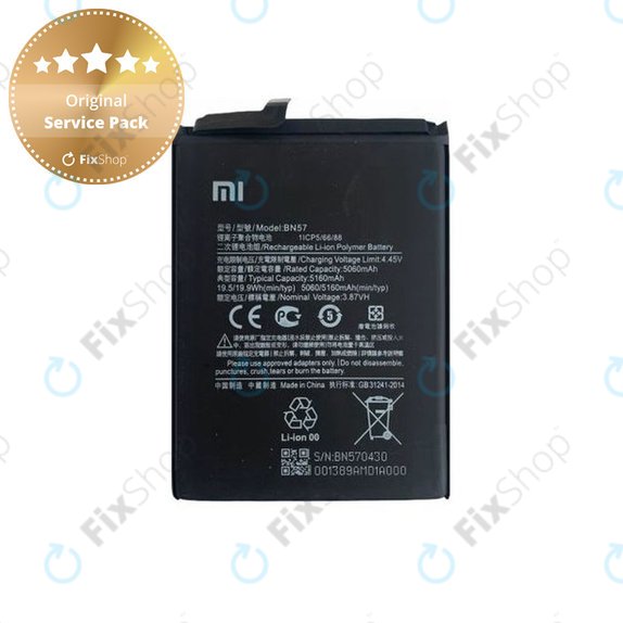 Batteria per Xiaomi Poco X3 NFC, X3 Pro, BN57, 460200003J1G, 5160mAh, Genuine Service Pack