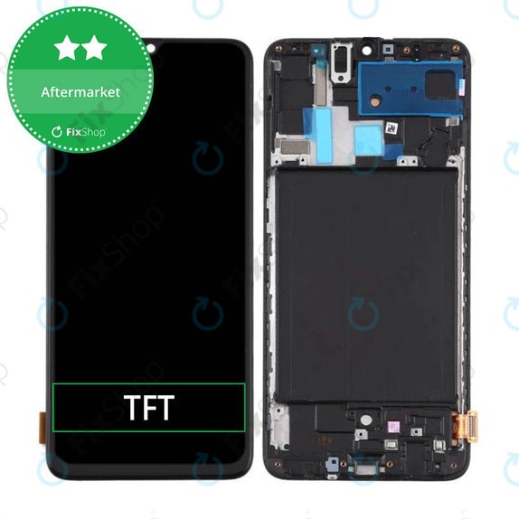 Schermo per Samsung A70 A705F, Black, Vetro touch con cornice