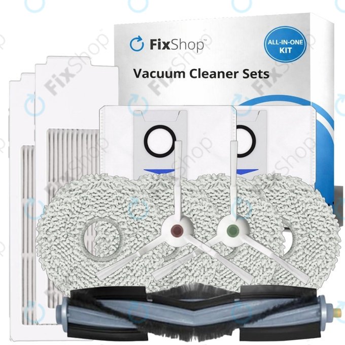 Set di ricambi per Ecovacs T20, T20 Max, T20 Pro (1x spazzola principale, 2x filtro, 2x spazzola laterale - White, 4x panno mop, 2x sacchetto polvere)