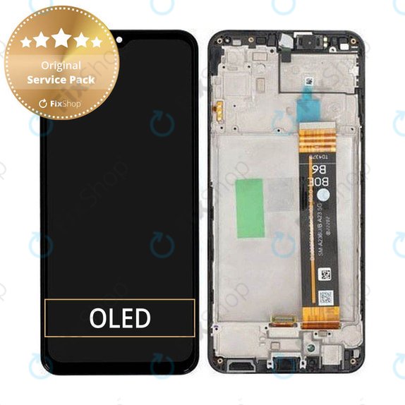Schermo per Samsung A23 5G A236B, Black, Vetro touch con cornice, GH82-29734A, GH82-29735A, Genuine Service Pack