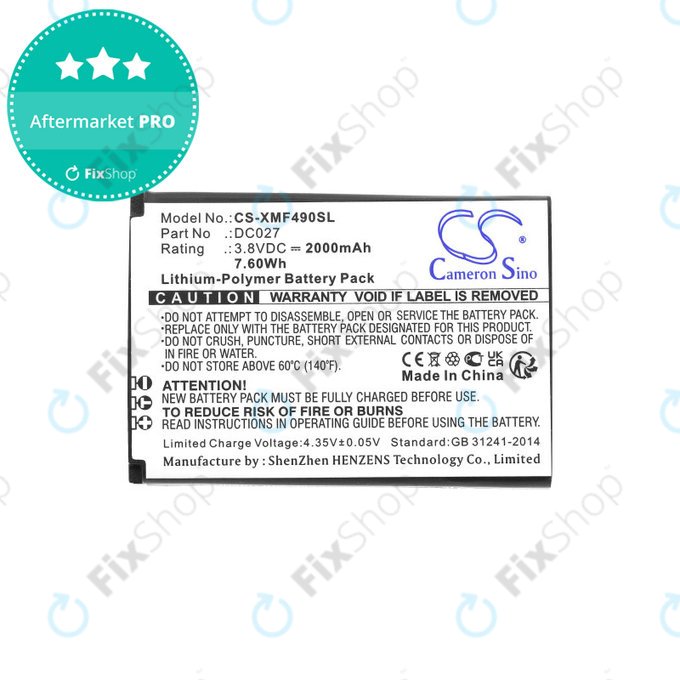 Batteria per Xiaomi F490 4g, DC027, Li-Pol, 2000mAh, 3.8V, HQ