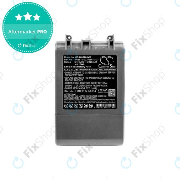 Batteria per Dyson V7, 968670-02, 968670-03, Li-Ion, 2000mAh, 21.6V, HQ