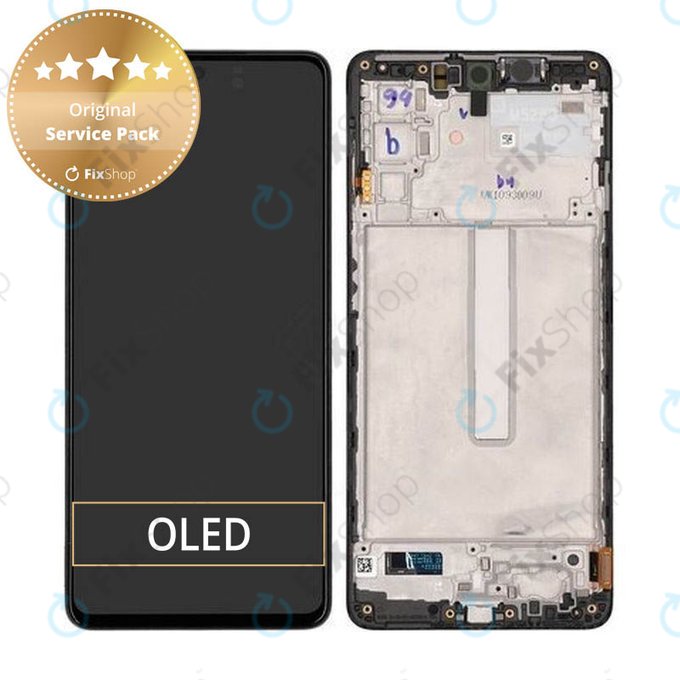 Schermo per Samsung M52 5G M526B, Mint, Vetro touch con cornice, GH82-27091A, GH82-27094A, Genuine Service Pack