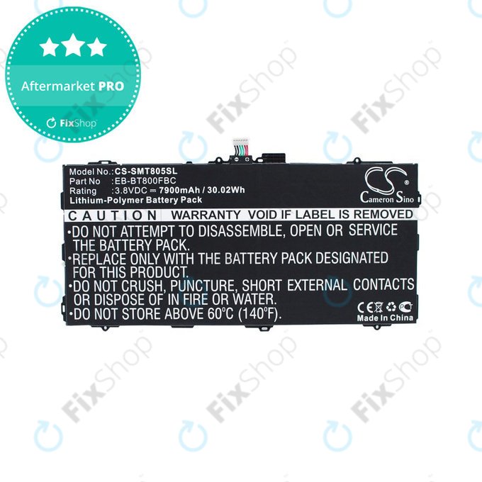Batteria per Samsung Galaxy Tab S 10.5", EB-BT800FBC, Li-Pol, 3.8V, 7900mAh, HQ