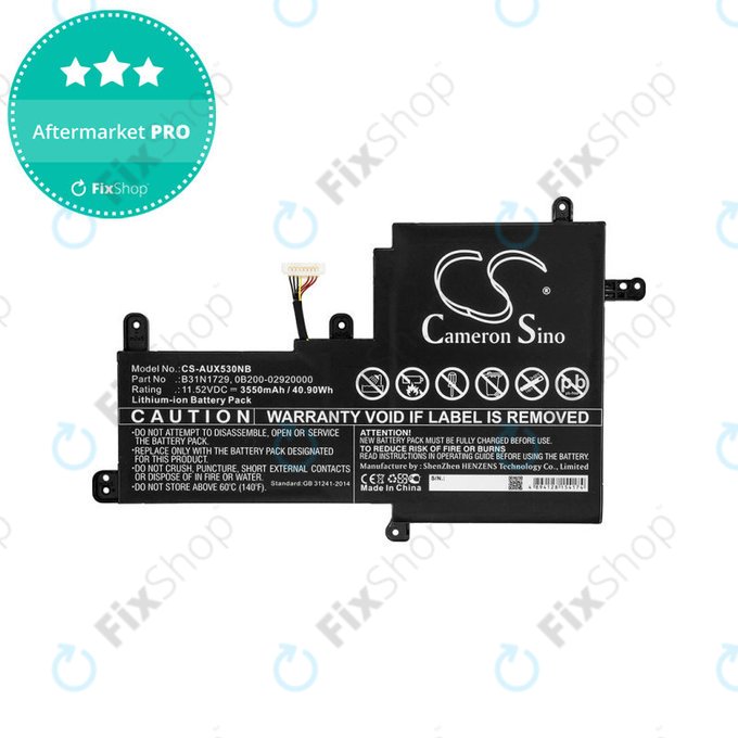 Batteria per Asus VivoBook S15, X530, B31N1729, Li-Ion, 3550mAh, 11.52V, HQ
