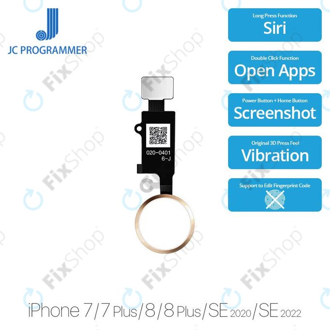 Tasto Home JCID 7ª Gen per iPhone 7, 7 Plus, 8, 8 Plus, SE (2020), SE (2022), Gold
