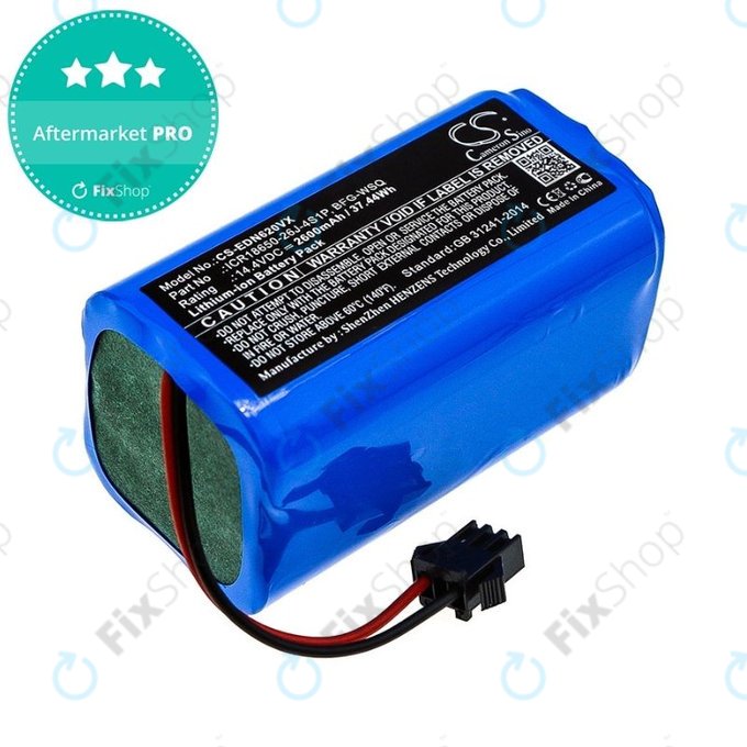 Batteria per Ecovacs Deebot N79, N79S, Eufy RoboVac-seriess, Proscenic 850-seriess, BFG-WSQ, ICR18650-26J-4S1P, UR18650ZY-4S1P-AAM, Li-Ion, 2600mAh, 14.4V, HQ