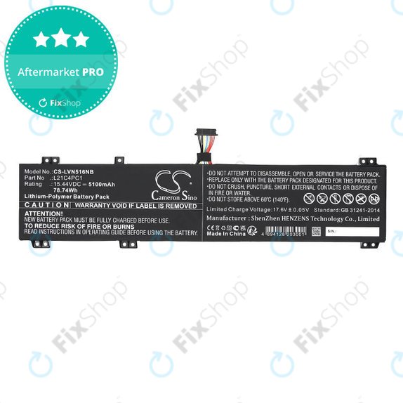 Batteria per Lenovo Legion 5 15ARH7H, 82RD0002SB, L21C4PC1, Li-Pol, 5100mAh, 15.44V, HQ