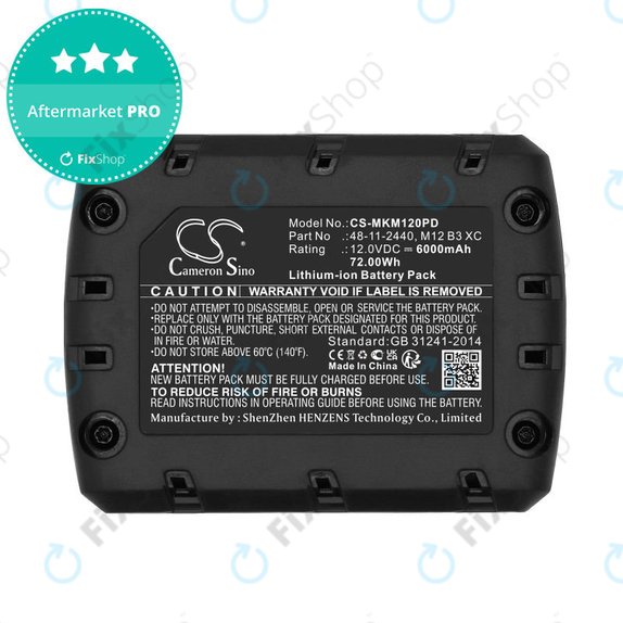 Batteria per Milwaukee M12 Redlithium XC 4.0, M12 B3 XC, M12 B4 XC, Li-Ion, 6000mAh, 12V, HQ