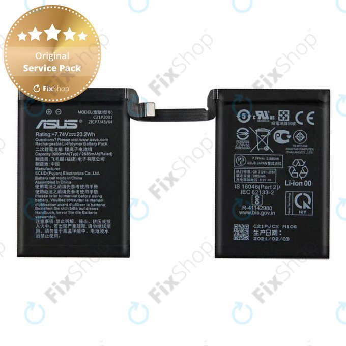 Batteria per Asus ROG Phone 5 ZS673KS, C21P2001, 0B200-03920400, 6000mAh, Genuine Service Pack