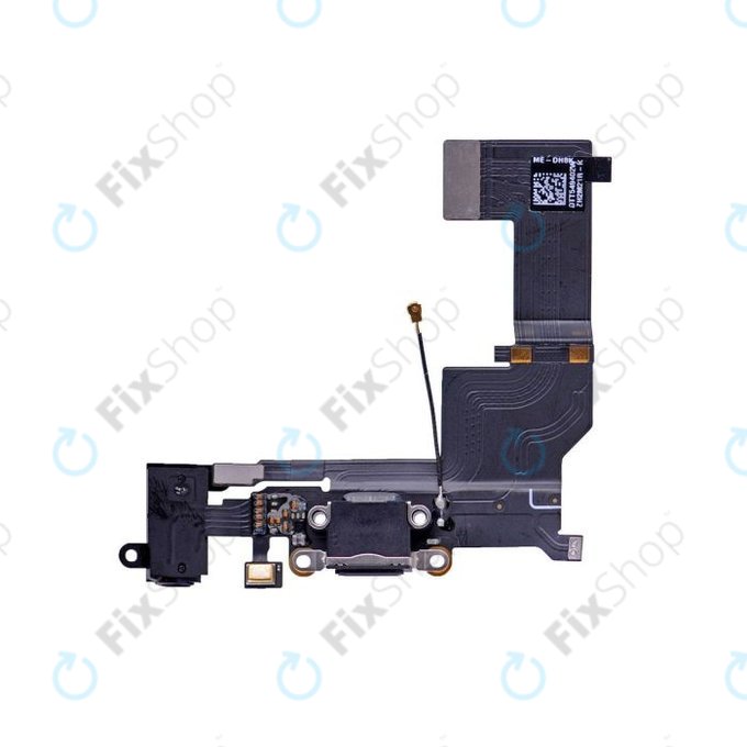 Connettore di ricarica + connettore jack + microfono + cavo flex per Apple iPhone 5S, Black