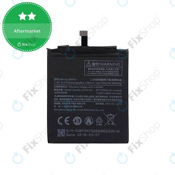 Batteria per Xiaomi Redmi 5A, BN34, 3000mAh