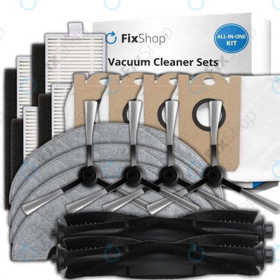 Set di ricambio per Xiaomi Viomi S9, Proscenic M7 Pro, M7 Max, M8 Pro (2x Spazzole principali, 4x Filtri, 4x Spazzole laterali, 4x Panni mop, 4x Sacchetti per la polvere)